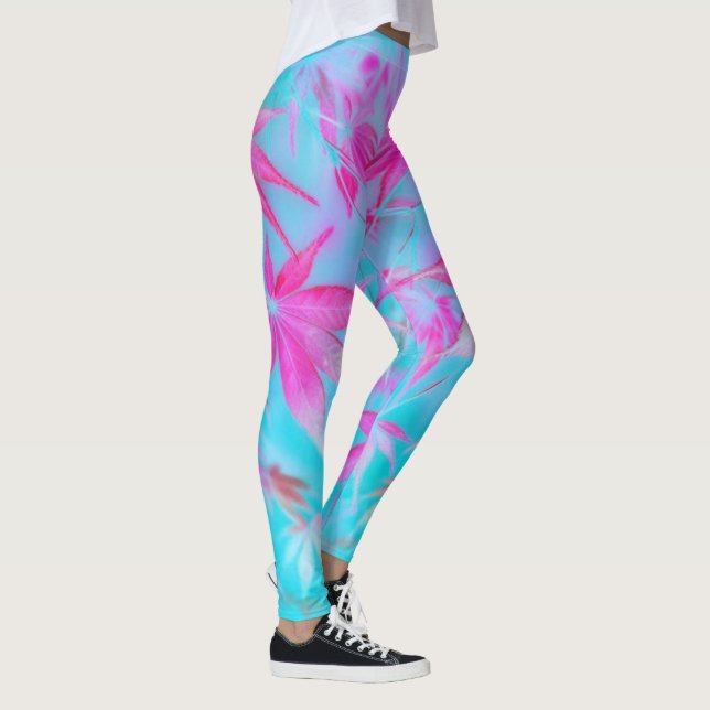 Leggings feuille bleue rose (Derecha)