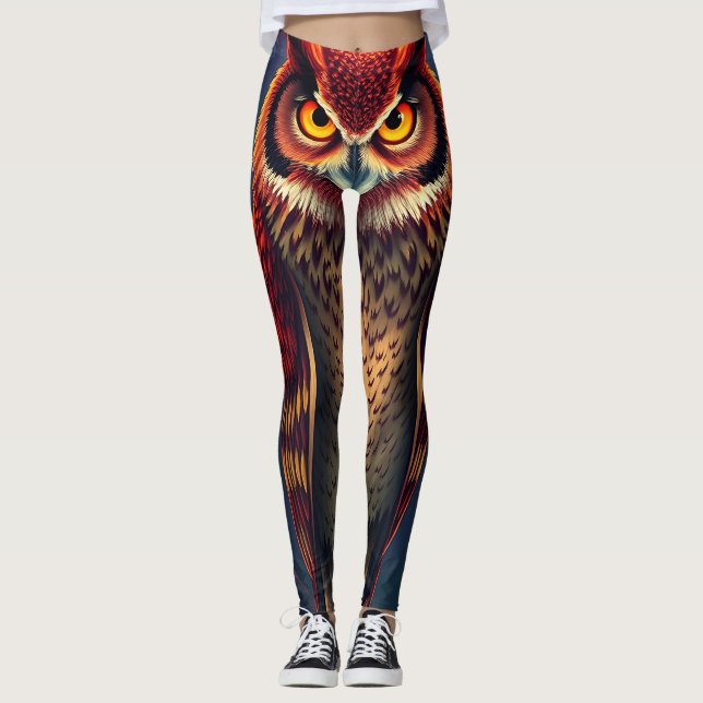 Leggings Fiery Spirit Owl: Phoenix Rebirth Art (Anverso)