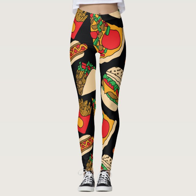 Leggings Fiesta de comida rápida: aislamiento de patrones d (Anverso)