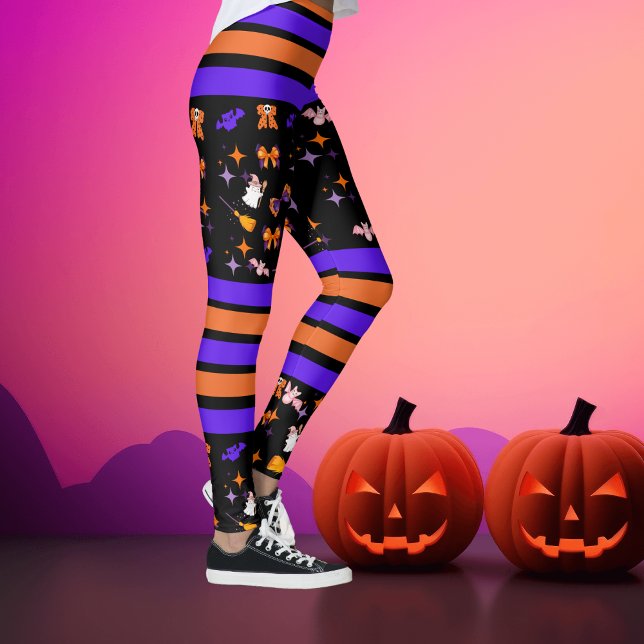 Leggings Fiesta de Halloween Morado y franjas Naranjas (Subido por el creador)