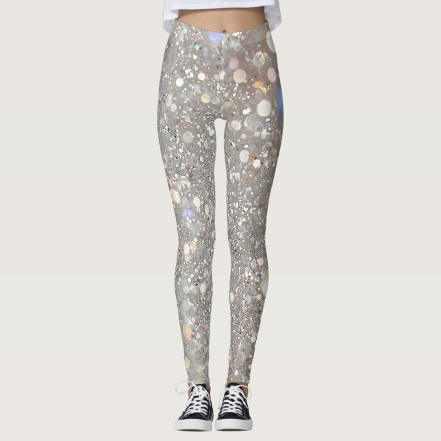 Leggings Fiesta de Purpurina Blanca (Anverso)