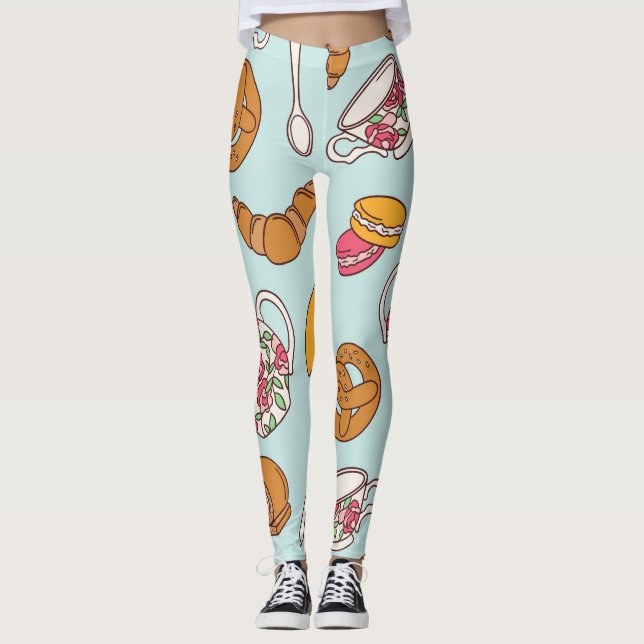 Leggings Fiesta De Té, Confección De Fondo Impresionante. (Anverso)