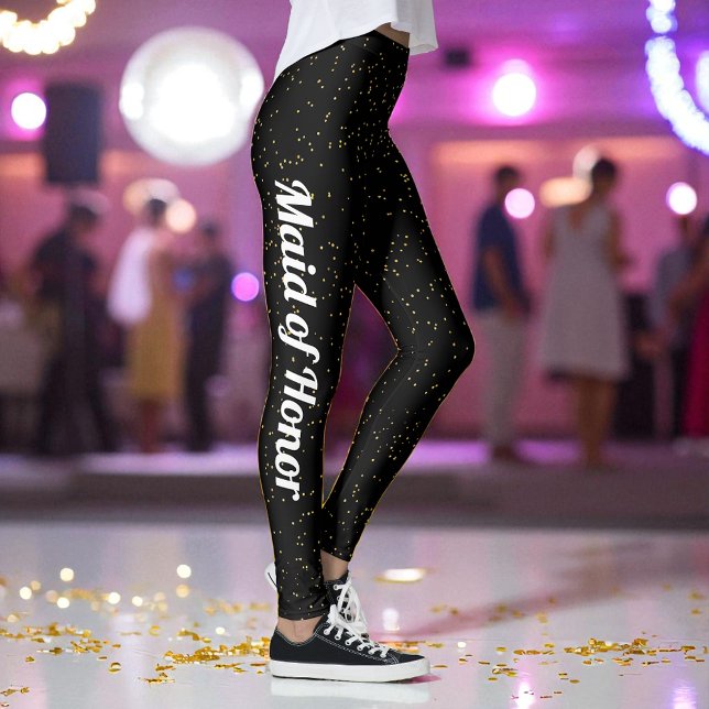 Leggings Fiesta del patrón de puntos amarillo dorado negro (Subido por el creador)