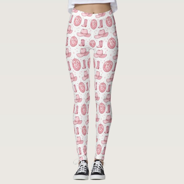 Leggings Fiesta Disco de Cowgirl Rosa Girly (Anverso)