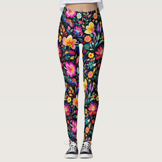 Leggings Fiesta floral mexicana (Anverso)