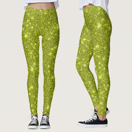 Leggings Fiesta moderna de brillo amarillo lima