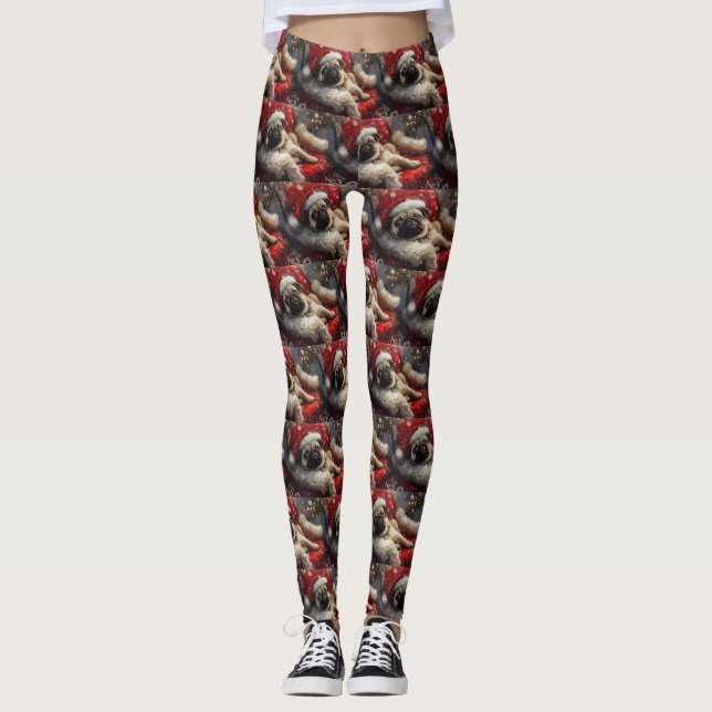 Leggings Fiesta Navideña de Perros Pug (Anverso)