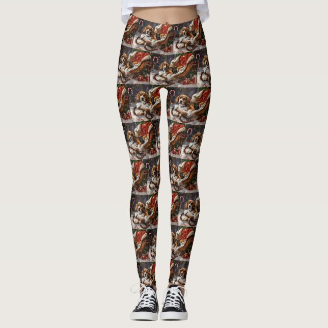 Leggings Fiesta Navideña del Perro Beagle (Anverso)