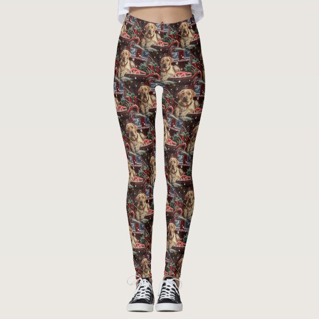 Leggings Fiesta Navideña del Perro Labrador (Anverso)