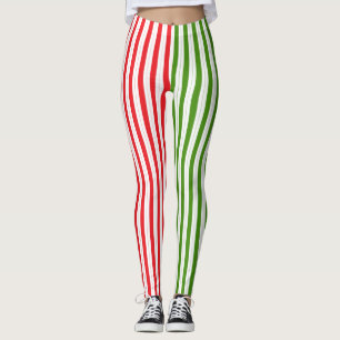 Leggings Fiesta Rojo y Verde Esmeralda Caramelo Rayas Rayad