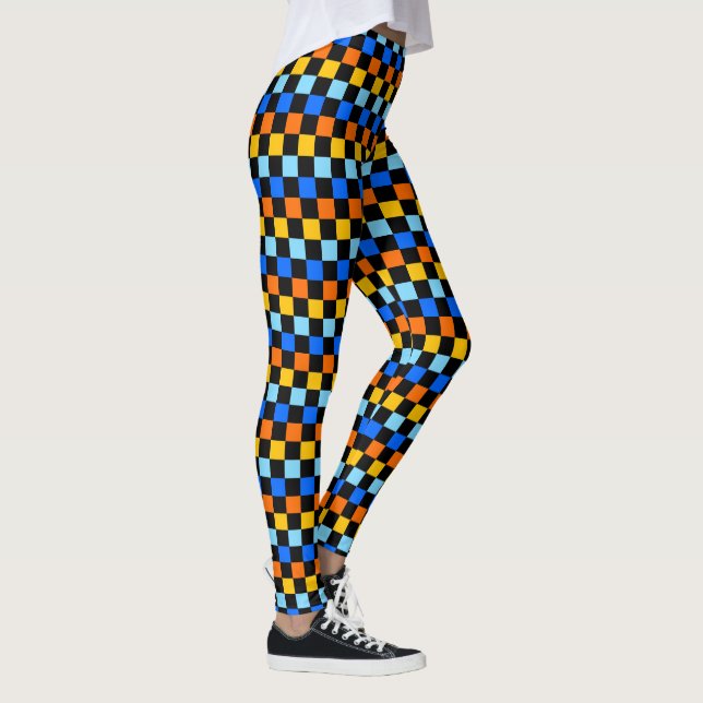 Leggings Fire and ice checkerboard pattern (Derecha)
