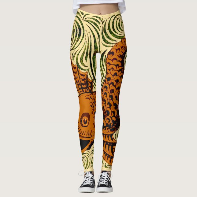 Leggings Fish Antiguo Tile Antiguo arte (Anverso)