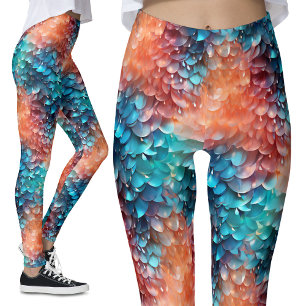 Leggings Fish Scales Mermaid Tail Pastel Sparkles Fantasy