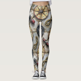 Leggings Fitness Barbells Salto Ropes Patrón sin problemas