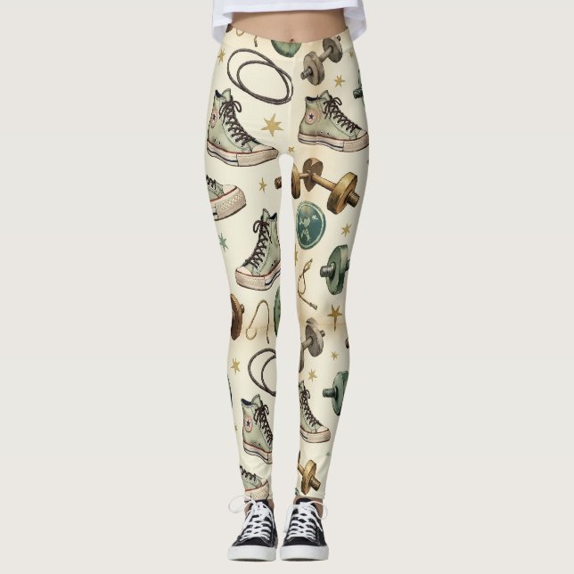 Leggings Fitness Dumbbells Saltos Ropes Patrones (Anverso)