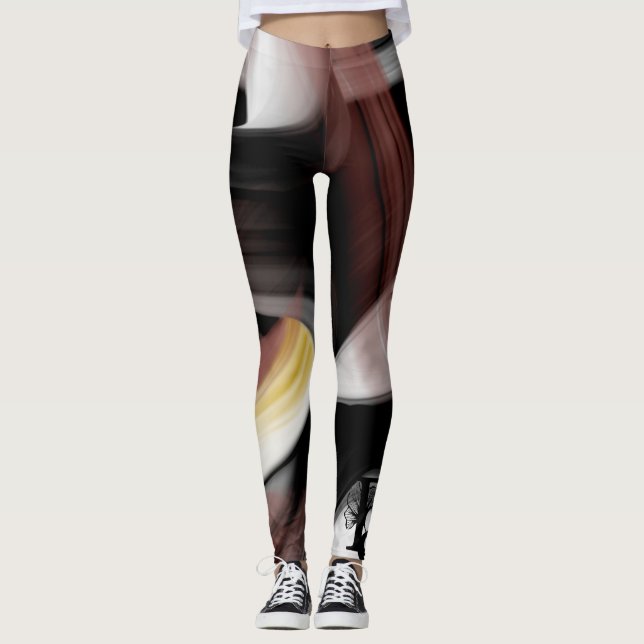 Leggings Fitness Resumen Arte Polvo Negro (Anverso)