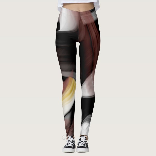 Leggings Fitness Resumen Arte Polvo Negro (Anverso)