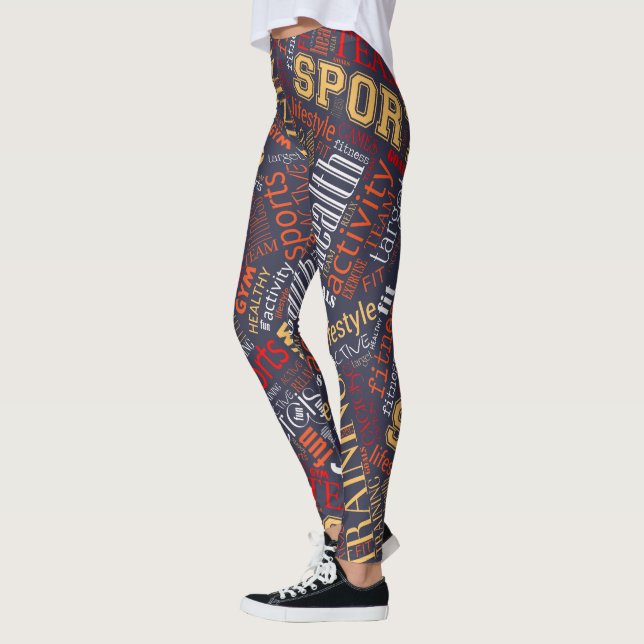 Leggings Fitness Word Cloud rojo/blanco ID284 (Izquierda)
