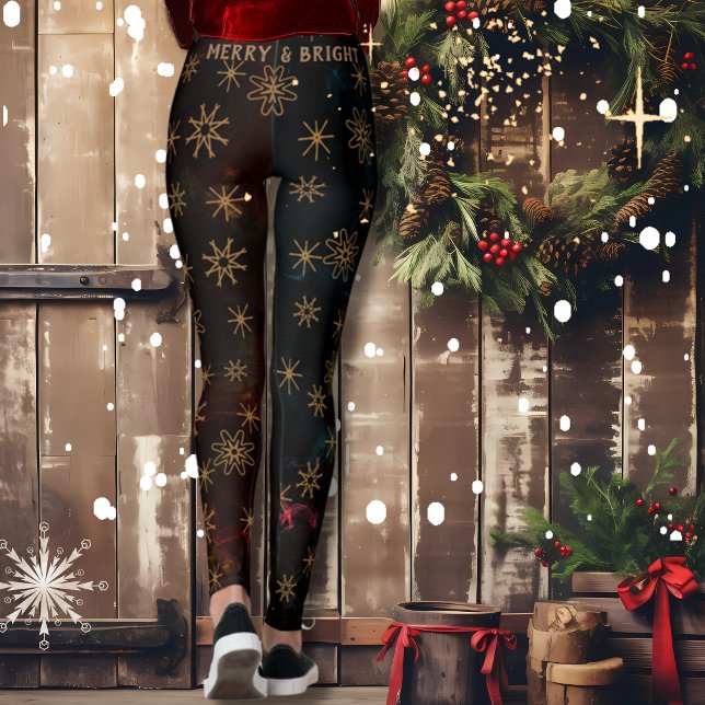 Leggings Flagrantes y brillantes legiones negras festivas (Merry & Bright Festive Black Leggings)