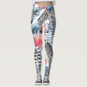 Leggings Flalia tropical: paraíso de cebra flamenca