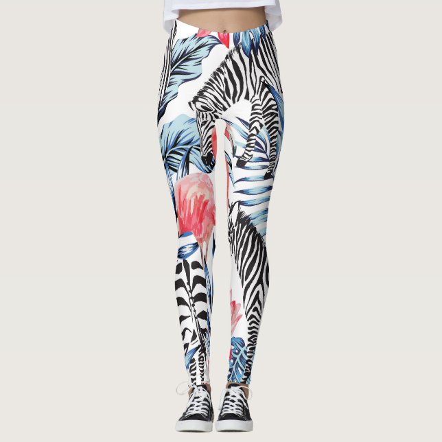 Leggings Flalia tropical: paraíso de cebra flamenca (Anverso)