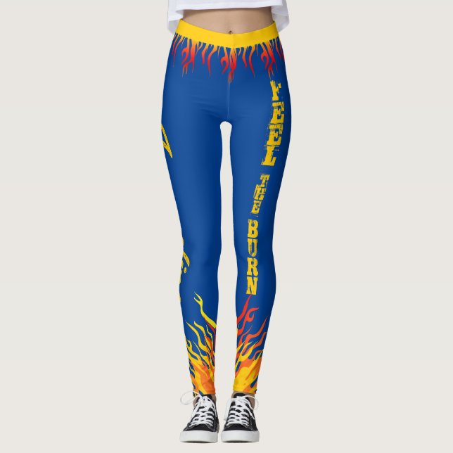 Leggings Flamaciones motivacionales Guión amarillo dorado A (Anverso)