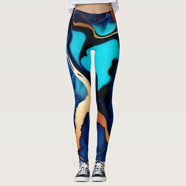 Leggings Flamante dorado azul trenzado (Anverso)