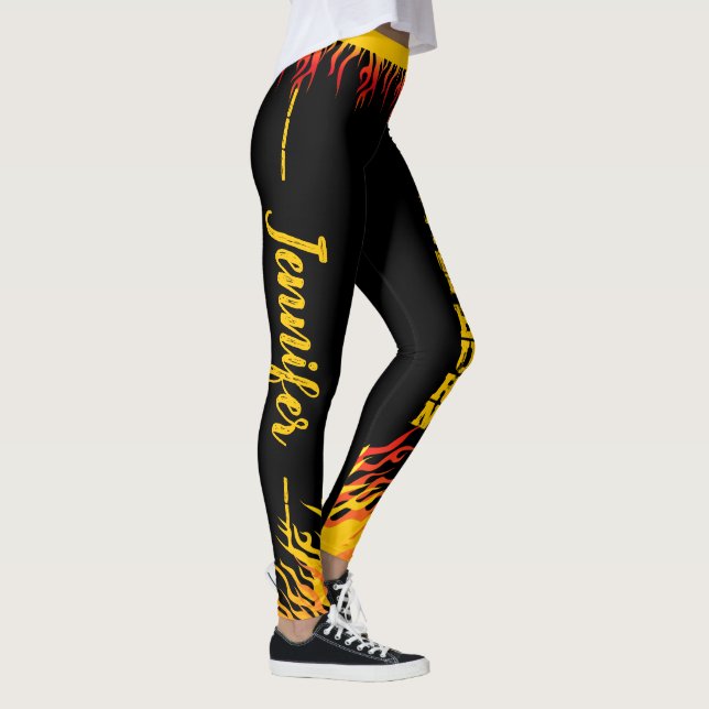 Leggings Flamas motivacionales con nombre en escritura en N (Derecha)