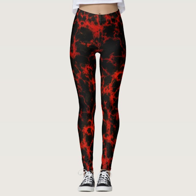 Leggings Flamas negras y rojas energéticas (Anverso)
