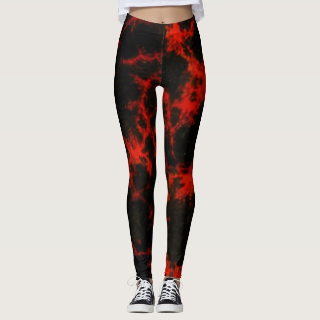 Leggings Flamas negras y rojas energéticas (Anverso)