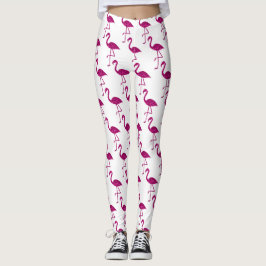 Leggings Flamenco brillante Rosa destellos patrón blanco