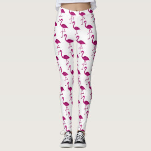 Leggings Flamenco brillante Rosa destellos patrón blanco