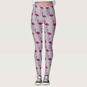 Leggings Flamenco rosa brillante con destellos grises