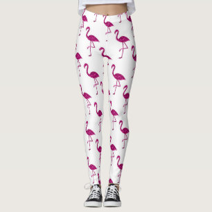 Leggings Flamenco rosa brillante patrón de purpurina