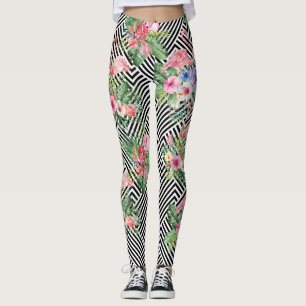 Leggings Flamenco tropical en las polainas geométricas del