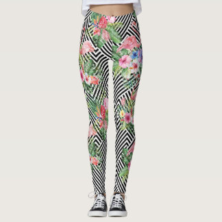 Leggings Flamenco tropical en las polainas geométricas del