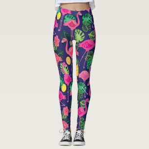 Leggings Flamencos de época, patrón de elementos de verano