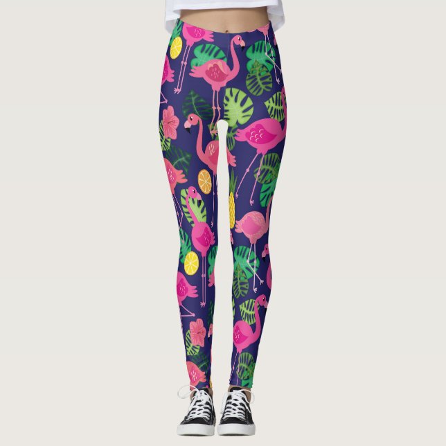 Leggings Flamencos de época, patrón de elementos de verano (Anverso)