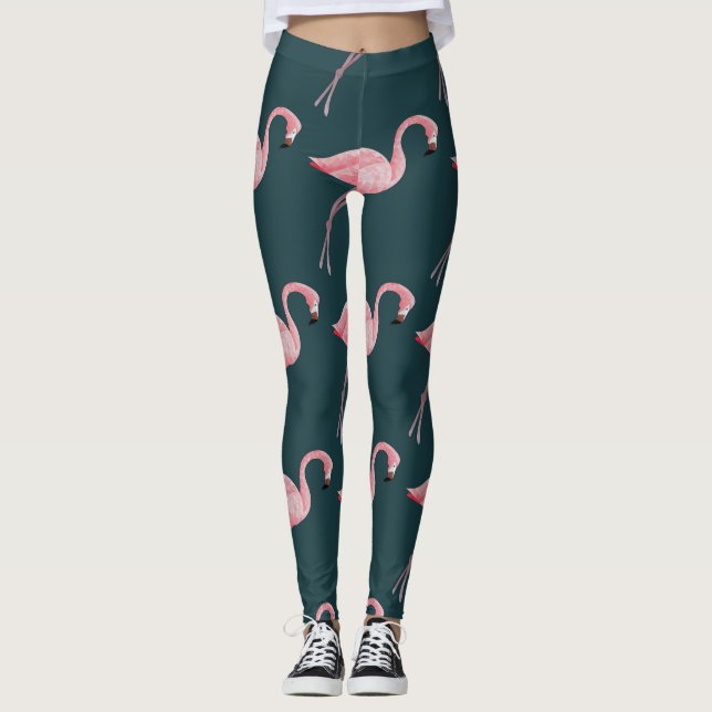 Leggings Flamencos en azul, vintage sin costuras. (Anverso)