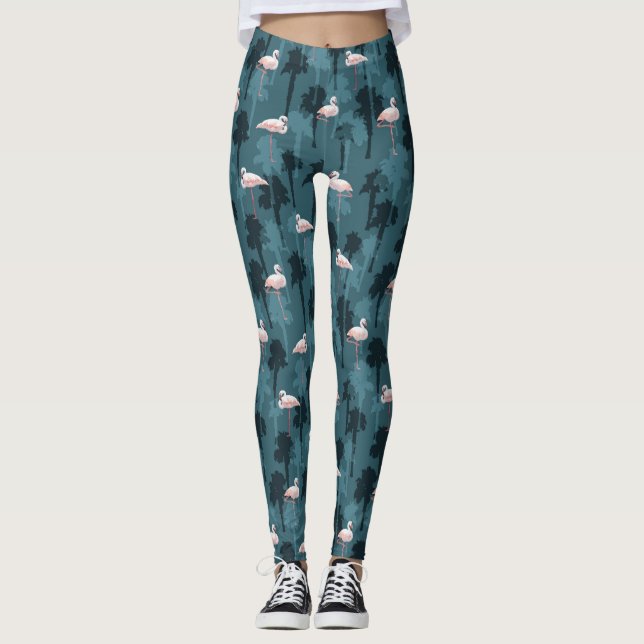 Leggings Flamencos en colores pastel en trullo (Anverso)