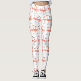 Leggings Flamencos rosados Aves tropicales acuarela Cueva P