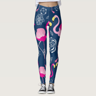 Leggings Flamencos rosados: Patrón oscuro gráfico