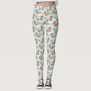 Leggings Flamencos y hojas rosadas.
