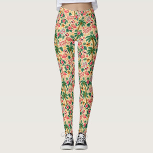 Leggings Flamencos y Palmeras Navideñas Tropicales