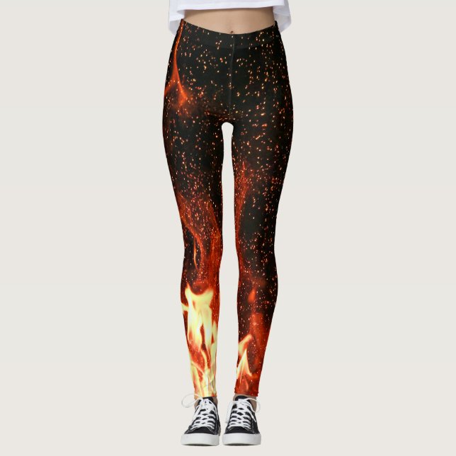 Leggings Flames Red Hot Black Fire Carreras moderna (Anverso)