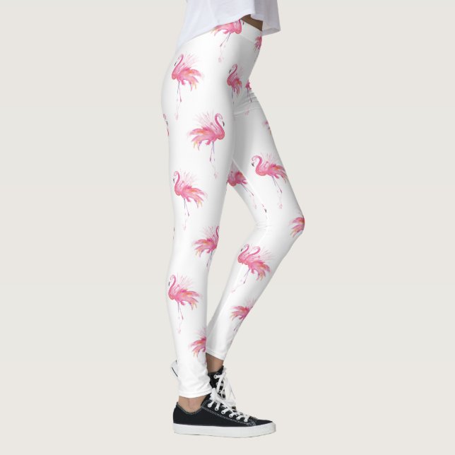 Leggings Flamingo de color rosa rosado giratorio (Derecha)