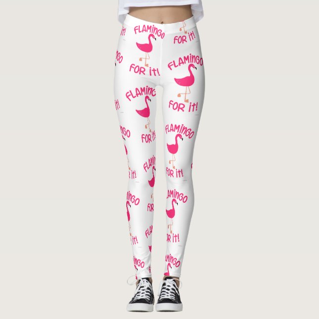 Leggings Flamingo divertido por el patrón de pájaro tropica (Anverso)