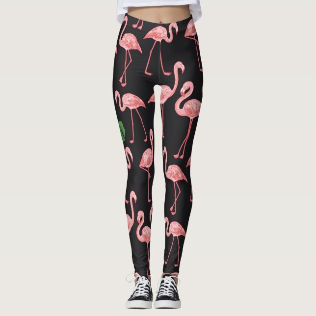 Leggings Flamingo Elegance: Vieja Monstera Fusión. (Anverso)