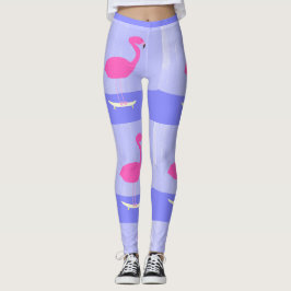Leggings flamingo en el arte de pintar patineta