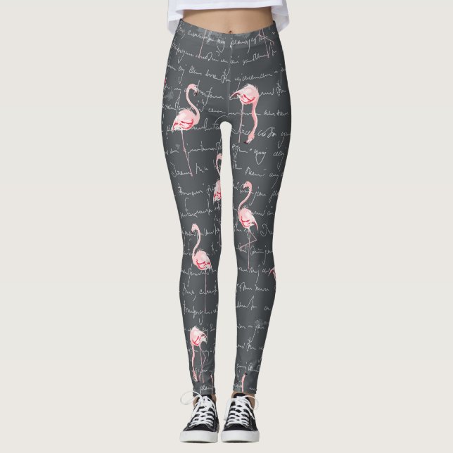 Leggings Flamingo Flock: Vintage gris oscuro. (Anverso)